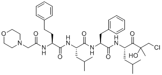 structure of CAS# 1541171-67-8, Carfilzomib Impurity 52;N-{(2S)-2-[(4-Morpholinylacetyl)amino]-4-phenylbutanoyl}-L-leucyl-N-[(4S)-1-chloro-2-hydroxy-2,6-dimethyl-3-oxo-4-heptanyl]-L-phenylalaninamide