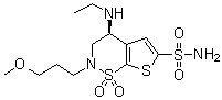 (S)-4-(乙基氨基)-3,4-二氢-2-(3-甲氧基丙基)-2H-噻吩并[3,2-e]-1,2-噻嗪-6-磺酰胺 1,1-二氧化物分子结构 (CAS 154127-19-2)