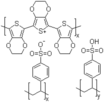 聚(3,4-亚乙二氧基噻吩)-聚(苯乙烯磺酸)分子结构 (CAS 155090-83-8)