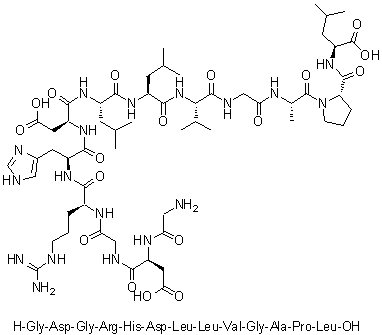 甘氨酰-L-alpha-天冬氨酰甘氨酰-L-精氨酰-L-组氨酰-L-alpha-天冬氨酰-L-亮氨酰-L-亮氨酰-L-缬氨酰甘氨酰-L-丙氨酰-L-脯氨酰-L-亮氨酸分子结构 (CAS 155114-45-7)