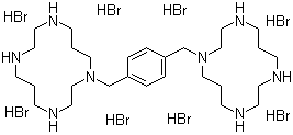 1,1'-[1,4-亚苯基双(亚甲基)]双(1,4,8,11-四氮杂环十四烷)八氢溴酸盐分子结构 (CAS 155148-32-6)