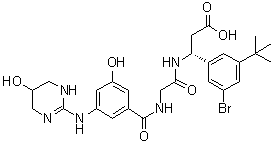 (3S)-N-[3-Hydroxy-5-[(1,4,5,6-tetrahydro-5-hydroxy-2-pyrimidinyl)amino]benzoyl]glycyl-3-[3-bromo-5-(1,1-dimethylethyl)phenyl]-beta-alanine molecular structure (CAS 1564286-55-0)