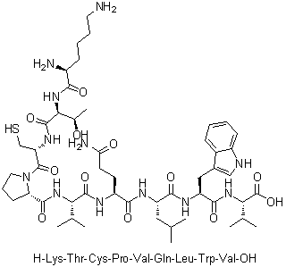 L-Lysyl-L-threonyl-L-cysteinyl-L-prolyl-L-valyl-L-glutaminyl-L-leucyl-L-tryptophyl-L-valine molecular structure (CAS 157048-06-1)