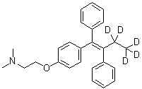 结构式 CAS# 157698-32-3, 2-[4-[(1Z)-1,2-二苯基-1-丁烯-1-基-3,3,4,4,4-d<sub>5</sub>]苯氧基]-N,N-二甲基乙胺