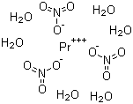 硝酸镨(III)六水合物分子结构 (CAS 15878-77-0)