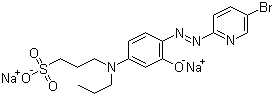 3-[[4-[2-(5-Bromo-2-pyridinyl)diazenyl]-3-hydroxyphenyl]propylamino]-1-propanesulfonic acid sodium salt molecular structure (CAS 158905-17-0)