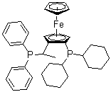 [(R)-1-[(Sp)-2-(Dicyclohexylphosphino)ferrocenyl]ethyl]diphenylphosphine molecular structure (CAS 158923-09-2)