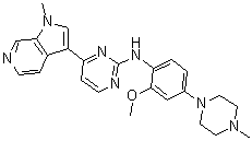 N-[2-Methoxy-4-(4-methyl-1-piperazinyl)phenyl]-4-(1-methyl-1H-pyrrolo[2,3-c]pyridin-3-yl)-2-pyrimidinamine molecular structure (CAS 1594092-37-1)