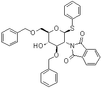 Phenyl 2-deoxy-2-(1,3-dihydro-1,3-dioxo-2H-isoindol-2-yl)-3,6-bis-O-(phenylmethyl)-1-thio-beta-D-glucopyranoside molecular structure (CAS 159734-70-0)