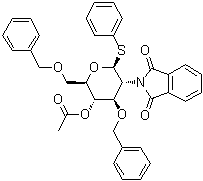 Phenyl 2-deoxy-2-(1,3-dihydro-1,3-dioxo-2H-isoindol-2-yl)-3,6-bis-O-(phenylmethyl)-1-thio-beta-D-glucopyranoside 4-acetate molecular structure (CAS 159734-71-1)