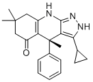 (4S)-3-cyclopropyl-4,7,7-trimethyl-4-phenyl-2,6,8,9-tetrahydropyrazolo[3,4-b]quinolin-5-one molecular structure (CAS 1597439-87-6)