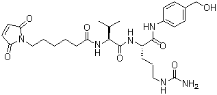 N-[6-(2,5-Dihydro-2,5-dioxo-1H-pyrrol-1-yl)-1-oxohexyl]-L-valyl-N5-(aminocarbonyl)-N-[4-(hydroxymethyl)phenyl]-L-ornithinamide molecular structure (CAS 159857-80-4)