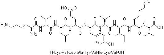 L-赖氨酰-L-缬氨酰-L-亮氨酰-L-alpha-谷氨酰-L-酪氨酰-L-缬氨酰-L-异亮氨酰-L-赖氨酰-L-缬氨酸分子结构 (CAS 160213-30-9)