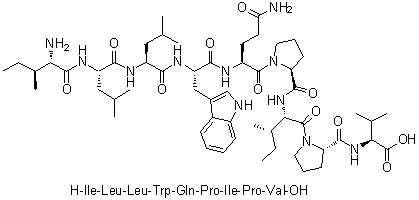 L-异亮氨酰-L-亮氨酰-L-亮氨酰-L-色氨酰-L-谷氨酰胺酰-L-脯氨酰-L-异亮氨酰-L-脯氨酰-L-缬氨酸分子结构 (CAS 160213-54-7)
