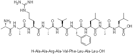 L-丙氨酰-L-丙氨酰-L-精氨酰-L-丙氨酰-L-缬氨酰-L-苯丙氨酰-L-亮氨酰-L-丙氨酰-L-亮氨酸分子结构 (CAS 160983-12-0)