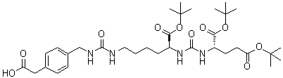2-(4-((9S,13S)-9,13-双(叔丁氧羰基)-18,18-二甲基-3,11,16-三氧代-17-氧杂-2,4,10,12-四氮杂十九烷基)苯基)乙酸分子结构 (CAS 1610413-97-2)