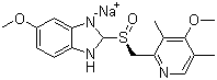 结构式 CAS# 161796-78-7, 埃索美拉唑钠; 5-甲氧基-2-((S)-((4-甲氧基-3,5-二甲基-2-吡啶基)甲基)亚磺酰基-1H-苯并咪唑钠