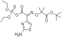 O-(2-(2-氨基噻唑-4-基)-2-((1-叔丁氧羰基-1-甲基乙氧基)亚氨基)乙酰基) O',O''-二乙基硫代磷酸酯分子结构 (CAS 162208-28-8)