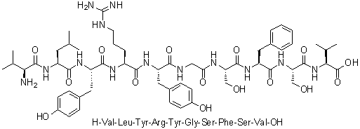 L-Valyl-L-leucyl-L-tyrosyl-L-arginyl-L-tyrosylglycyl-L-seryl-L-phenylalanyl-L-seryl-L-valine molecular structure (CAS 162558-13-6)
