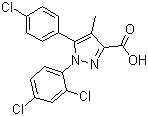 1-(2,4-二氯苯基)-5-对氯苯基-4-甲基-吡唑-3-甲酸分子结构 (CAS 162758-35-2)