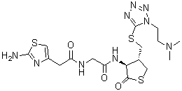 2-Amino-N-[2-[[(3S,4R)-4-[[[1-[2-(dimethylamino)ethyl]-1H-tetrazol-5-yl]thio]methyl]tetrahydro-2-oxo-3-thienyl]amino]-2-oxoethyl]-4-thiazoleacetamide molecular structure (CAS 1628441-02-0)