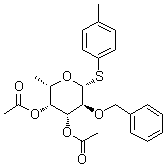 4-Methylphenyl 6-deoxy-2-O-(phenylmethyl)-1-thio-beta-L-galactopyranoside 3,4-diacetate molecular structure (CAS 1632312-32-3)