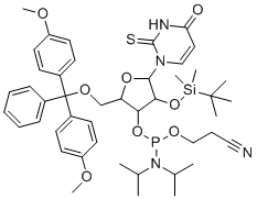 5'-O-DMT-2'-O-TBDMS-2-硫代尿苷3'-CE亚磷酰胺分子结构 (CAS 163496-21-7)
