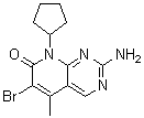 2-氨基-6-溴-8-环戊基-5-甲基吡啶并[2,3-d]嘧啶-7(8H)-酮分子结构 (CAS 1637781-10-2)