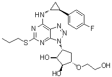 (1S,2S,3R,5S)-3-[7-[[(1R,2S)-2-(4-Fluorophenyl)cyclopropyl]amino]-5-(propylthio)-3H-1,2,3-triazolo[4,5-d]pyrimidin-3-yl]-5-(2-hydroxyethoxy)-1,2-cyclopentanediol molecular structure (CAS 1643378-47-5)