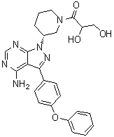 1-[(3R)-3-[4-氨基-3-(4-苯氧基苯基)-1H-吡唑并[3,4-d]嘧啶-1-基]-1-哌啶基]-2,3-二羟基-1-丙酮分子结构 (CAS 1654820-87-7)