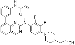 N-[3-[2-[[2,3-Difluoro-4-[4-(2-hydroxyethyl)piperazin-1-yl]phenyl]amino]quinazolin-8-yl]phenyl]acrylamide molecular structure (CAS 1660963-42-7)