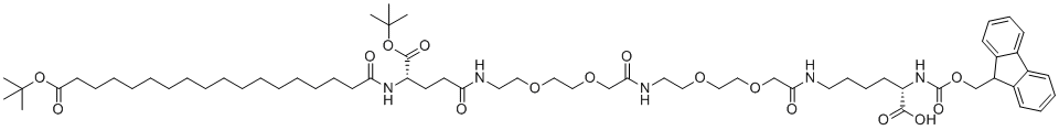 结构式 CAS# 1662688-20-1, 芴甲氧羰基-L-赖氨酰[辛-(O叔丁基)-谷氨酰-(O叔丁基)-AEEA-AEEA]-OH
