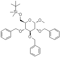 甲基 6-O-[(叔丁基)二甲基硅烷基]-2,3,4-三-O-(苯基甲基)-alpha-D-吡喃葡萄糖苷分子结构 (CAS 166592-73-0)