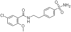 4-[2-(5-氯-2-甲氧基苯甲酰氨基)乙基]苯磺酰胺分子结构 (CAS 16673-34-0)