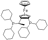 (1R)-1-(Dicyclohexylphosphino)-2-[(1R)-1-(dicyclohexylphosphino)ethyl]ferrocene molecular structure (CAS 167416-28-6)