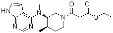 (3R,4R)-4-Methyl-3-(methyl-7H-pyrrolo[2,3-d]pyrimidin-4-ylamino)-beta-oxo-1-piperidinepropanoic acid ethyl ester molecular structure (CAS 1675248-18-6)