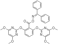 结构式 CAS# 168088-61-7, 嘧啶肟草醚; O-(2,6-双(4,6-二甲氧基嘧啶-2-基氧基)苯甲酰)肟二苯甲酮