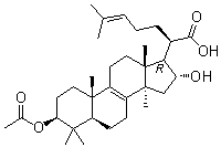 (3beta,16alpha)-3-(乙酰氧基)-16-羟基羊毛甾-8,24-二烯-21-酸分子结构 (CAS 168293-13-8)