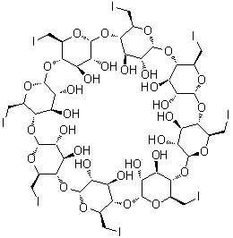 结构式 CAS# 168296-33-1, 6A,6B,6C,6D,6E,6F,6G,6H-八脱氧-6A,6B,6C,6D,6E,6F,6G,6H-八碘-gamma-环糊精