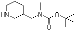 结构式 CAS# 169750-76-9, N-甲基-N-[(哌啶-3-基)甲基]氨基甲酸叔丁酯