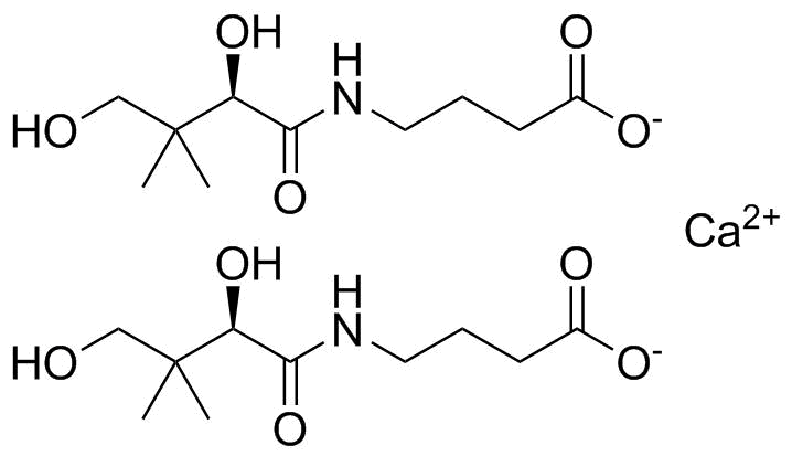 双{4-[(2,4-二羟基-3,3-二甲基丁酰基)氨基]丁酸}钙分子结构 (CAS 17097-76-6)