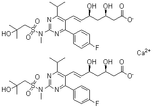(3R,5S,6E)-7-[4-(4-Fluorophenyl)-2-[[(2-hydroxy-2-methylpropyl)sulfonyl]methylamino]-6-(1-methylethyl)-5-pyrimidinyl]-3,5-dihydroxy-6-heptenoic acid calcium salt molecular structure (CAS 1714147-47-3)