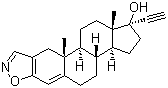 structure of CAS# 17230-88-5, Danazol ;17alpha-Pregna-2,4-dien-20-yno[2,3-d]isoxazol-17-ol; 17beta-Hydroxy-2,4,17alpha-pregnadien-20-yno[2,3-d]isoxazole; 2,4,17alpha-Pregnadien-20-yno[2,3-d]-isoxa-zol-17-ol