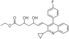 (E)-3,5-二羟基-7-[2-环丙基-4-(4-氟苯基)-3-喹啉基]庚-6-烯酸乙酯分子结构 (CAS 172336-32-2)