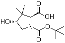 (2S,4R)-N-Boc-4-hydroxy-3,3-dimethylpyrrolidine-2-carboxylic acid molecular structure (CAS 173913-66-1)