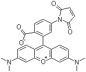 structure of CAS# 174568-67-3, Tetramethylrhodamine-5-maleimide;9-[2-Carboxy-5-(2,5-dihydro-2,5-dioxo-1H-pyrrol-1-yl)phenyl]-3,6-bis(dimethylamino)xanthylium inner salt