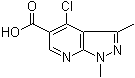 4-氯-1,3-二甲基吡唑并[3,4-b]吡啶-5-羧酸分子结构 (CAS 175201-94-2)