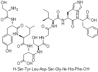 L-丝氨酰-L-酪氨酰-L-亮氨酰-L-alpha-天冬氨酰-L-丝氨酰甘氨酰-L-异亮氨酰-L-组氨酰-L-苯丙氨酸分子结构 (CAS 175614-17-2)