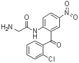 2-(2-氨基乙酰氨基)-2'-氯-5-硝基二苯甲酮分子结构 (CAS 17714-02-2)
