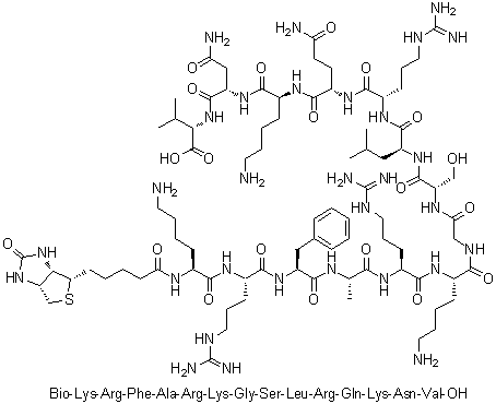 N2-[5-[(3aS,4S,6aR)-Hexahydro-2-oxo-1H-thieno[3,4-d]imidazol-4-yl]-1-oxopentyl]-L-lysyl-L-arginyl-L-phenylalanyl-L-alanyl-L-arginyl-L-lysylglycyl-L-seryl-L-leucyl-L-arginyl-L-glutaminyl-L-lysyl-L-asparaginyl-L-valine molecular structure (CAS 177966-62-0)